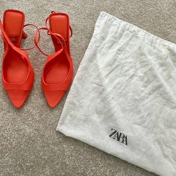 Zara Vibrant Orange Heeled Sandals - Picture 2 of 6